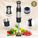 Immersion Blender Handheld 5 in 1-1100W Scratch Resistant Blender Stick, 12 Speed and Turbo Boost Hand Blender with Chopper Beaker Whisk and Milk Frother for Milkshake Puree Smoothie Food by TinyTreasures Baby Boutique