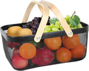 Garden Harvest Basket,Delicate Harvest Basket for Garden Vegetables,Practical Metal Mesh Wire Basket with Handle Suitable for Bathroom,Cabinet,Kitchen(Black) by GreenHaven Gardens