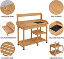 Yaheetech Potting Bench Outdoor Garden Work Bench Station Planting Solid Wood Construction for Horticulture w/Sink Drawer Rack Shelves Natural Wood by GreenHaven Gardens
