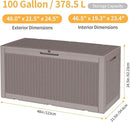 DRATO 100 Gallon Large Deck Box, Outdoor Storage Box for Patio Furniture, Patio Cushions, Gardening Tools, Pool Supplies,660lbs Weight Capacity,Waterproof Resin Storage Boxes by GreenHaven Gardens