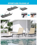 Chaise Lounge Chair Outdoor Aluminum Patio Lounge Chair with 5 Adjustable Positions Folding Pool Lounge Chairs Assemble-Free Beach Lounge Chair for Patio, Pool, Indoor and Outdoor Flaxen by GreenHaven Gardens