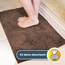 Muddy Mat® 4-Piece Brown Medium 30"X19" AS-SEEN-ON-TV Highly Absorbent Microfiber Door Mat, Bath Mat and Pet Rug, Non Slip Thick Washable Soft Chenille for Kitchen Bathroom Bedroom Indoor and Outdoor by CozyNest Decor