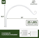 Kingsyard 2-Pack Wall Plant Hanger Outdoor - Heavy Duty Metal Hanging Bracket Hooks for Hanging Plant, Bird Feeders, Lanterns, Wind Chimes Outdoor & Indoor, 12-Inch/White by GreenHaven Gardens