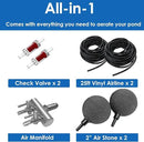 AquaMiracle Pond Aeration Kit Pond Air Pump Koi Pond Aerator for Pond up to 1500 Gallons Pond Deicer All-in-One Pond Aeration System with 2-Outlet Airline Tubing Air Stones Check Valves by GreenHaven Gardens