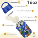 Soup Thermo for Hot Food Kids 16oz Insulated Food Jar Leakproof Thermo Lunch Container for Kids Wide-Mouth Stainless Steel Lunch Box for School with Handle Folding Spoon(3+) by TinyTreasures Baby Boutique