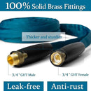 Garden Hose 25ft, Made of TPE(Not PVC), Ultra-Light & Flexible Water Hose with Solid Brass Fittings, Non-Shrinking, Easy to Storage, Drinking Water Safe Material, All-weather, SeaBlue by GreenHaven Gardens