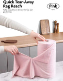 Fantasticlean Microfiber Cleaning Cloth Roll -60 Pack, Tear Away Microfiber Towels, 12" x 12", Reusable, Washable, Scratch Free, Ultra Absorbent Dish Rags for Car, Home, Garage or Shop (Pink & Grey) by CozyNest Decor