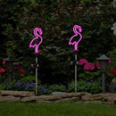 Flamingo Solar Garden Stake Lights, [Set of 2] Outdoor Solar Pathway Light for Lawn Patio Yard Walkway, Neon Pink Lighting (29.5" Height) by GreenHaven Gardens