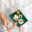 Ottoman Coffee Table Decorative & Serving Tray, 17x13 Inch Wood Tray with 4 Wooden Coasters - Perfect for Ottoman & Breakfast by CozyNest Decor