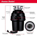 American Standard 10-US-AS-7 Garbage Disposal Anti-Jam Stainless Steel Food Waste Grinding System, Heavy Duty, 3/4 HP, Black by CozyNest Decor