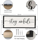 Stay Awhile Sign Wall Decor 32"X12" Large Solid Wood Frame For Hallway Living Room Entryway Farmhouse Wall Art Lets Stay Family Home Rustic Hanging Decoration (Black) by CozyNest Decor