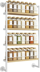IBUYKE Spice Rack Wall Mount,4 Tier Hanging Seasoning Organizer,Spice Rack for Wall for up to 50 Jars,Spice Organization for Kitchen Cabinet,Living Room,Bathroom,Pantry,Natural TLJ016R by CozyNest Decor