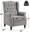 EBELLO Pushback Recliner Chair, Fabric Armchair Push Back Recliner with Rivet Decoration, Mid Century Wingback Accent Chair for Living Room, Bedroom, Grey by CozyNest Decor