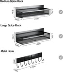Magnetic Spice Rack for Refrigerator, 3 Pack Magnetic Shelf, Moveable Fridge Organizer with 8-Hook Rack, Seasoning Organizer for Kitchen by CozyNest Decor