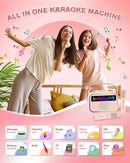 Kids Karaoke Machine for Girls, Kids Toys Gifts for Age 3-12+, Portable Bluetooth Speaker with 2 Wireless Microphones, Toddler Singing Karaoke for Birthday, Family, Home Party (Pink) by TinyTreasures Baby Boutique
