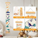 Customize Name Canvas Growth Chart for Kids, Dinosaur Unisex Kids Room Wall Decor, Measuring Height Chart, Wall Tape with Height Chart for Kids, Foldable Height Tracker, Lightweight by TinyTreasures Baby Boutique