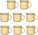 Set of 8 Ceramic Campfire Mugs – 15 Oz, Yellow – Coffee & Tea Cups for Home, Work, Travel, Camping – Customizable, Great for DIY, Events, Companies by CozyNest Decor