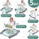Foldable Baby 5-in-1 Activity Walker - Rocker, Activity Center, Bouncer, Seat Walker, Push Walker - Adjustable Speed Rear Wheels and Height Toys Ages 6-18 Months… (Mint Green) by TinyTreasures Baby Boutique