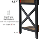 End Table Large Side Table for Living Room, Rustic Farmhouse End Tables with 2-Tier Storage, Square Nightstand Bedside Table X-Design Metal Frame, Brown (Wind, Brown) by CozyNest Decor