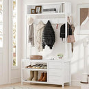 Lulive Hall Tree with Bench and Shoe Storage, 31.5" Coat Rack Freestanding with 2-Tier Storage Shelf, 5-in-1 Entryway Bench Coat Rack with 12 Hooks and 3 Drawers(White) by CozyNest Decor