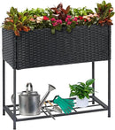 SUNNYPARK Tall Planters for Outdoor Plants Rattan Modern Elevated Planter Box with Removable Liners Indoor Outdoor Porch Patio Flower Pot (27.5’’ x 12’’ x 27.5’’) by CozyNest Decor