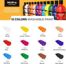 Nicpro 12 Colors Large Washable Paint Set for Kid (16.9oz,500 ml), Acrylic Bulk Paint Supplies Non Toxic Children Tempera Paint for Art, Craft DIY, Poster & Finger Paint, School, Home,Classroom, Party by TinyTreasures Baby Boutique