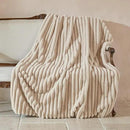 Amélie Home Faux Fur Throw Blanket for Couch, Cozy Fuzzy Fluffy Fur Luxurious Soft Striped Plush Gift Blankets for Family Sofa Chair Bed Living Room Bedroom, 55"x70", Beige by CozyNest Decor