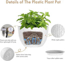 12 Inch Wide Water Ripples Flower Pots for Indoor or Outdoor Plants, Large Plant Pots with Drainage Holes & Saucer, Plastic Planters Set for Garden & Home Decor (White with Black Speckles) by GreenHaven Gardens