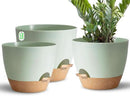 Indoor Pot For Plants 3 Pack 12/10/9 Inch Self Watering Pot For Lazy People,Self Watering Pots For Indoor Plants,Outdoor Pots For Succulent, African violets And Cactus Green Plastic Flower Pots by GreenHaven Gardens