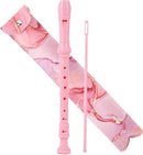 Recorder Instrument for Beginner Kids Adults,8-Hole Soprano Descant Recorder Music Flute with with Cleaning Rod & Leather Case For School Student Home Entertainment(2-Pink Splash-ink) by TinyTreasures Baby Boutique