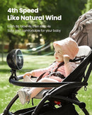 Gaiatop Baby Stroller Fan, 4000mAh Oscillating Mini Portable Fan with Light, 4 Speeds Battery Operated Small Handheld Desk Fan, 360° Rotate Flexible Tripod Clip On Fan for Car Seat Crib Travel Black by TinyTreasures Baby Boutique