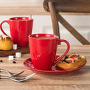 vicrays Coffee Mug Set, 12 Ounce, Ceramic Mug for Men, Women, Unique Glazed Mugs with Handle for Coffee, Tea, Milk, Cocoa, Cereal - Set of 6 Red by CozyNest Decor