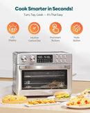 28QT Air Fryer Toaster Oven Combo, Large 12-in-1 Convection Countertop Oven with Next-Gen HeatWave Convection, 3-Layer Cooking, Rotisserie for Chicken, Fits 11" Pizza, Full Accessorie, Stainless Steel by CozyNest Decor