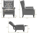 Mid Century Wingback Recliner Chair for Adults, Modern Linen Fabric Push Back Recliner Chairs with Button Tufted Upholstered Back & Footrest, Manual Recliner Chais for Living Room, Nursery, Gray by CozyNest Decor