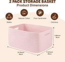 OIAHOMY Storage Basket for Shelves, Closet Cube Storage Bins Baskets for Clothes Blanket Towels, Baby Nursery, Toy Baskets Box, Woven Rope Basket, 17.72*12.99*7.87 IN, 2 Packs Mixed Pink by TinyTreasures Baby Boutique