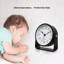 Small Desk Analog Alarm Clock Battery Powered Mini Metal Nightstand Shelf Clock with Light Side Table Decor Mid Century Cute Alarm Clock for Heavy Sleepers Bedrooms Desktop Living Room Bathroom by CozyNest Decor