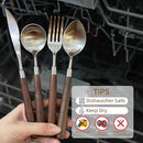 Silverware Set 16 Piece Flatware Cutlery Set Service for 4,18/10 Stainless Steel Forged Walnut Wooden Handle Matte Brushed Dishwasher Safe Premium Durable Utensil Sets for Home Kitchen Wedding by CozyNest Decor
