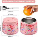14oz Insulated Vacuum Food Jar with Buckle Lid,Soup Thermo for Hot Food Kids,Wide Mouth Leakproof Stainless Steel Lunch Container with Spoon-Mermaid by TinyTreasures Baby Boutique