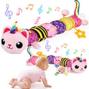 Baby Sensory Toys 0-6 6-12 Months, Musical Animal Stuffed Plush Unicorn Cat Toy for Infant 0-3-6 Months & Up, Tummy Time with Mirror Crinkle Rattle, Christmas Baby Shower Gifts for Newborn Boys Girls by TinyTreasures Baby Boutique