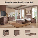 26" Tall Farmhouse Nightstand Set of 2, 3 Drawers End Table w/Charging Station, 23.6" Wide Large Side Table w/Roman Column, Wood Rustic Sofa Table for Bedroom, Light Brown by CozyNest Decor
