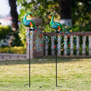 VEWOGARDEN 2 Pack Solar Stake Lights Outdoor Waterproof Metal Peacock Solar Lights for Yard Garden Patio Pathway Walkway, Green by GreenHaven Gardens