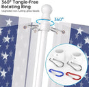 ZMTECH Flag Pole with Solar Light - Adjustable Bracket, 6 FT Stainless Steel Flag Poles for Outside House, Garden or Yard, Tangle Free Flagpole Kit for American Flag (Without Flag, White) by GreenHaven Gardens