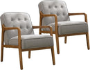 Linen Accent Chair Set of 2, Mid Century Modern Chair for Living Room, Upholstered Comfy Lounge Armchair with Solid Wood Frame, Reading Side Chair for Bedroom,105°Ergonomic Comfort, Grey by CozyNest Decor