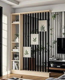 Wall Room Divider, Storage Cabinet Storage Display with Shelves, Modern Freestanding Wood Room Divider Screen, Wall Privacy Screens for Home Decorative (Beige+Black,55" L x 9.5" W x 79.5" H) by CozyNest Decor