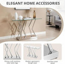 43.3" Glass Modern Console Table, Sturdy Silver Entryway Table with Stainless Steel Base, Rustic Entrance Table, Minimalist Narrow Tables for Living Room & Office by CozyNest Decor