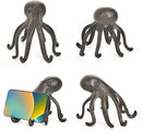 Sungmor Cast Iron Octopus Statue, Decorative Bookend, Cute Sculpture on Bookshelf or Desk, Creative Cell Phone Holder, Octopus Stand for Tablet, Black Brown by CozyNest Decor