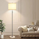 【Upgraded】 Dimmable Floor Lamp for Living Room, 11W LED Bulb Included, Modern Standing Lamp with Marble Base, Tall Pole Light with Linen Shade for Bedroom Reading Office Corner Nursery-Brushed Nickel by CozyNest Decor