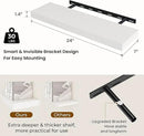 24 inch Floating Shelves Long Floating Shelves for Wall Large Wall Mounted Shelves with Invisible Brackets, White Shelves for Bathroom, Living Room, Kitchen, Office, 24x6.7 inch deep Set of 2 by CozyNest Decor