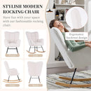 NIOIIKIT Nursery Rocking Chair Teddy Upholstered Glider Rocker Rocking Accent Chair Padded Seat with High Backrest Armchair Comfy Side Chair for Living Room Bedroom Offices (Ivory Teddy) by TinyTreasures Baby Boutique