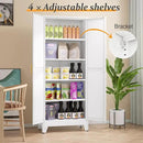 White Pantry Storage Cabinet,71" Kitchen Pantry with Doors and 4 Adjustable Shelves, Metal Storage Cabinet, for Office, Home, Garage, School by CozyNest Decor